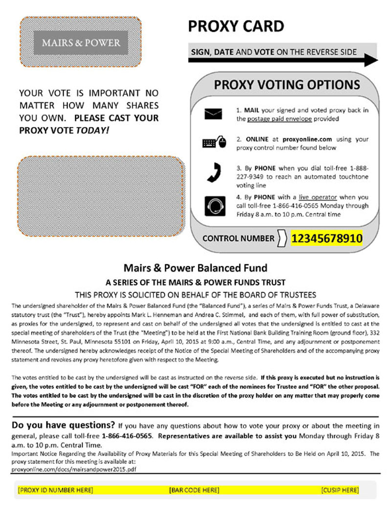 Balanced Fund Proxy Ballot